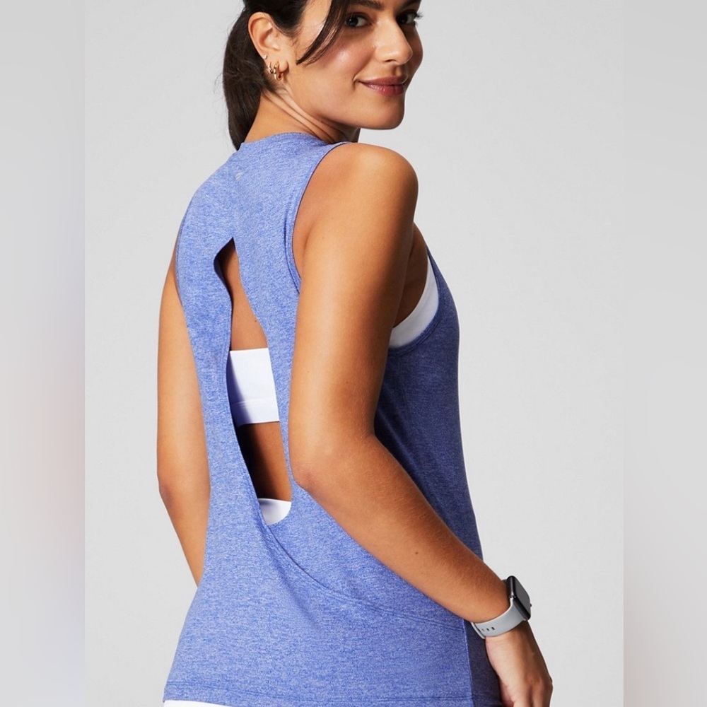 Fabletics Blue Sleeveless Open-back tank top
